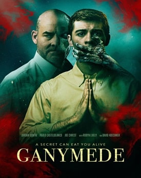Posterul filmului Ganymede 2024 cu protagonistul într-o scenă emoționantă, subliniind conflictul și lupta sa cu o creatură monstruoasă.