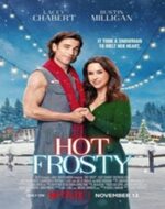 Hot Frosty online subtitrat – Cadru cu Cathy și omul de zăpadă într-un peisaj de iarnă feeric.
