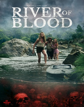 Scenă dramatică din River of Blood online, cu personaje luptând pentru supraviețuire în junglă.