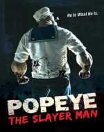 Scenă tensionată din Popeye Slayer Man film 2025, cu personajele explorând fabrica abandonată.