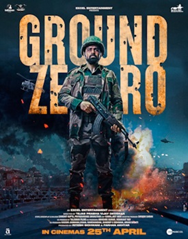Scenă din Ground Zero 2025 film online cu ofițerul BSF Dubey în misiune antiteroristă