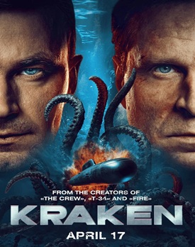 Scenă din Kraken 2025 film online subtitrat HD în română, cu submarinul rusesc și monstrul marin Kraken.