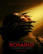 Rosario 2025 film online – scenă cu Rosario și bunica posedată în timpul furtunii de zăpadă.