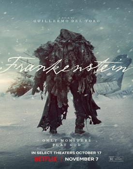 Frankenstein 2025 film online subtitrat hd in romana – afișul filmului cu savantul și creatura sa