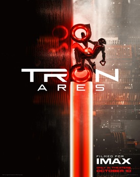Tron Ares 2025 film online subtitrat hd in romana – poster oficial cu personajul Ares în lumea digitală